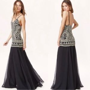 NWT Mara Hoffman Georgette Black Sliver Beaded Maxi Dress Gown size S